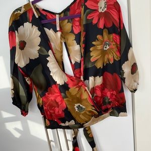 Floral, Open back Tie top
